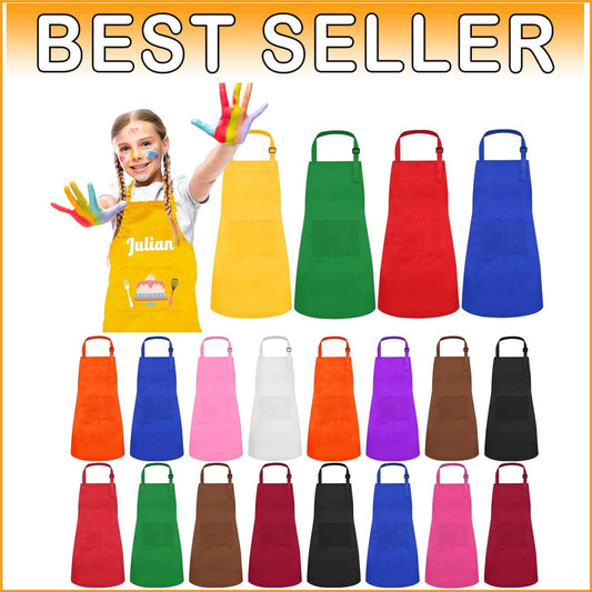 Durable Kids Chef Aprons Set in 12 Colors - Perfect for Cooking Parties and Arts