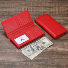 Load image into Gallery viewer, Luxury Bifold Wallet in Pebbled Red Italian Calfskin with 15 Card Slots