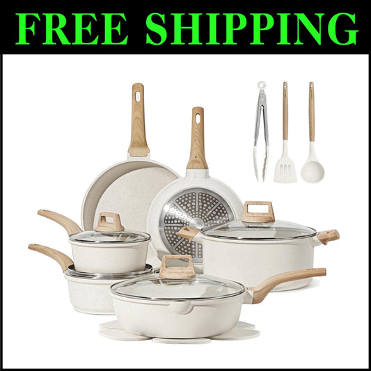 Durable 16-Piece Induction Cookware Set - Ceramic and Aluminum Nonstick Cookware