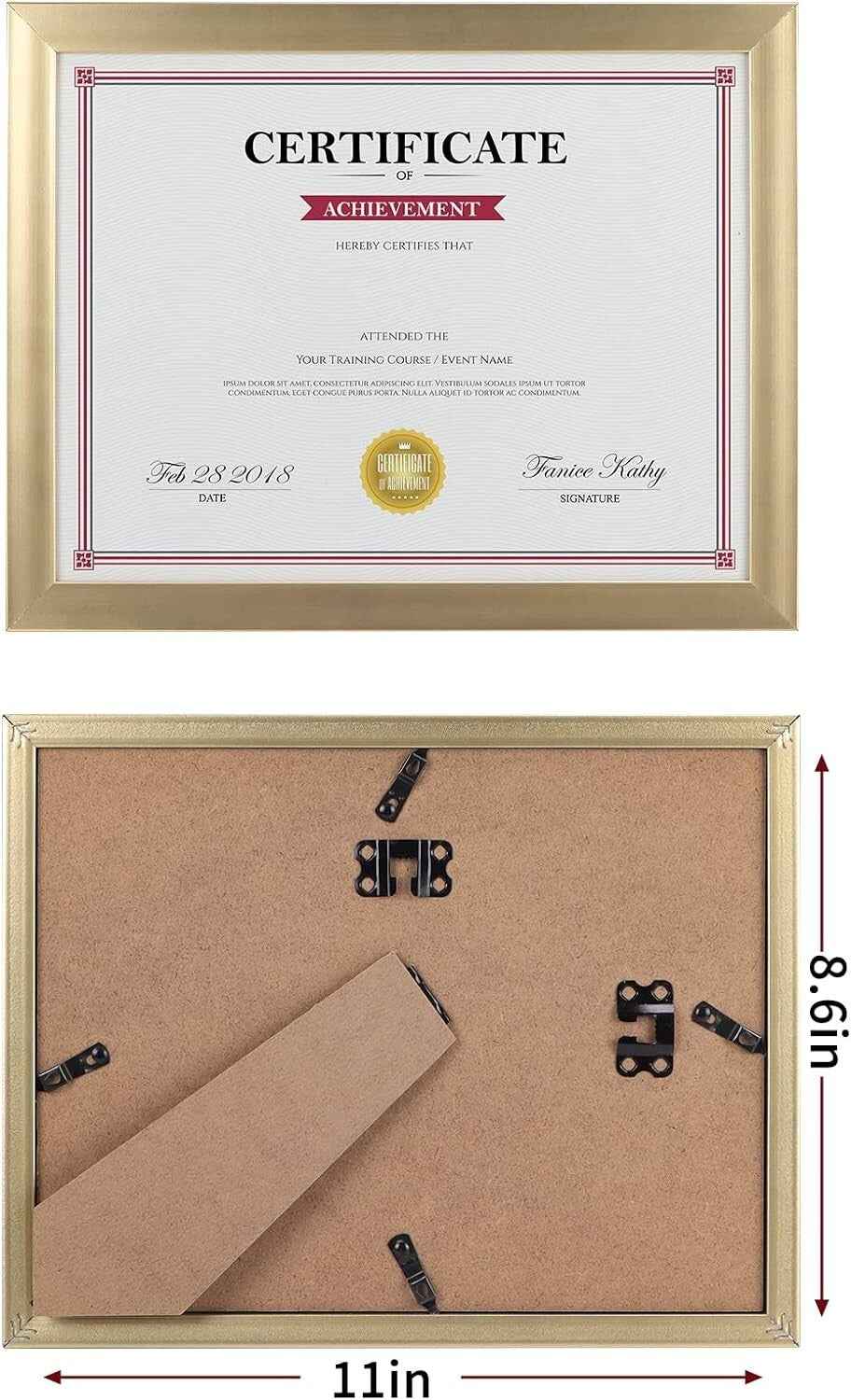 Elegant Gold 8.5x11 Picture Frame Set of 12 - Ideal for Awards & Certificates