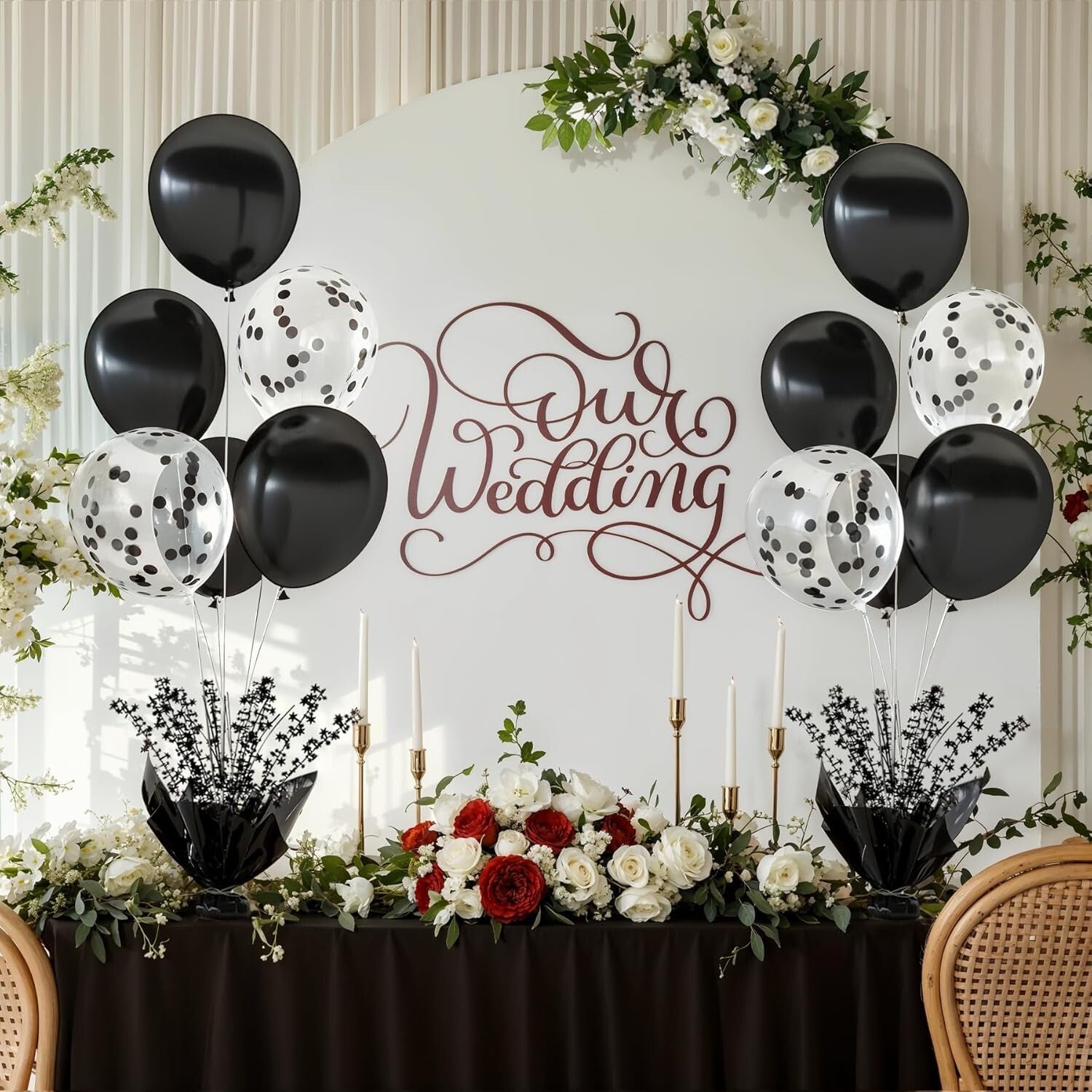 Elegant Black Table Balloon Centerpiece Set - Perfect for Weddings & Birthdays