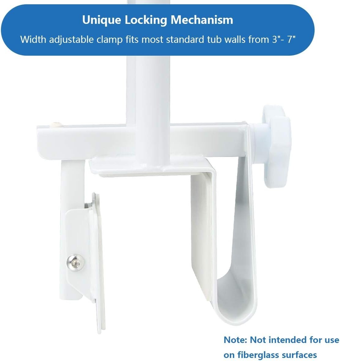 Ergonomic Tub Safety Handle Rail for Seniors - Easy Install, 300 lbs Support