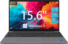 Load image into Gallery viewer, Ultra-Thin 15.6'' Laptop with Fast Performance, 12GB RAM &amp; 512GB Storage - Gray