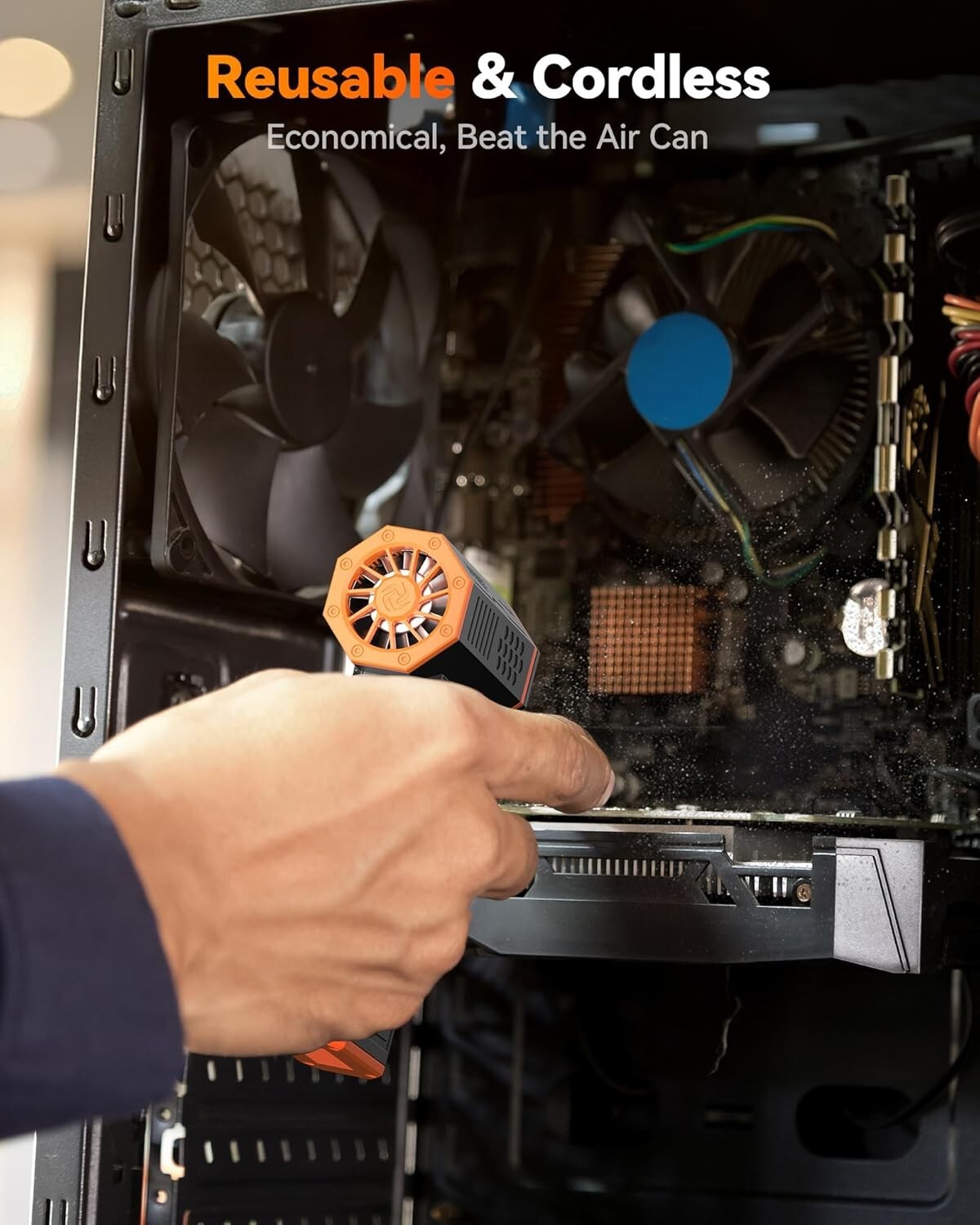 Efficient Cordless Air Duster - 110,000 RPM Turbo Speed for Electronics & Home