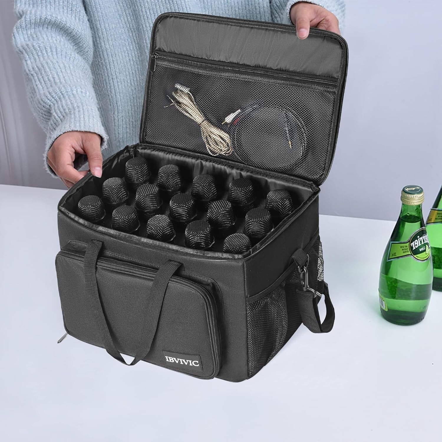 Durable 15-Slot Microphone Case for Wireless Mics – Oxford and Foam Design