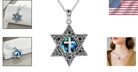 Sterling Silver Tree of Life and Star of David Pendant Necklace for Men & Women