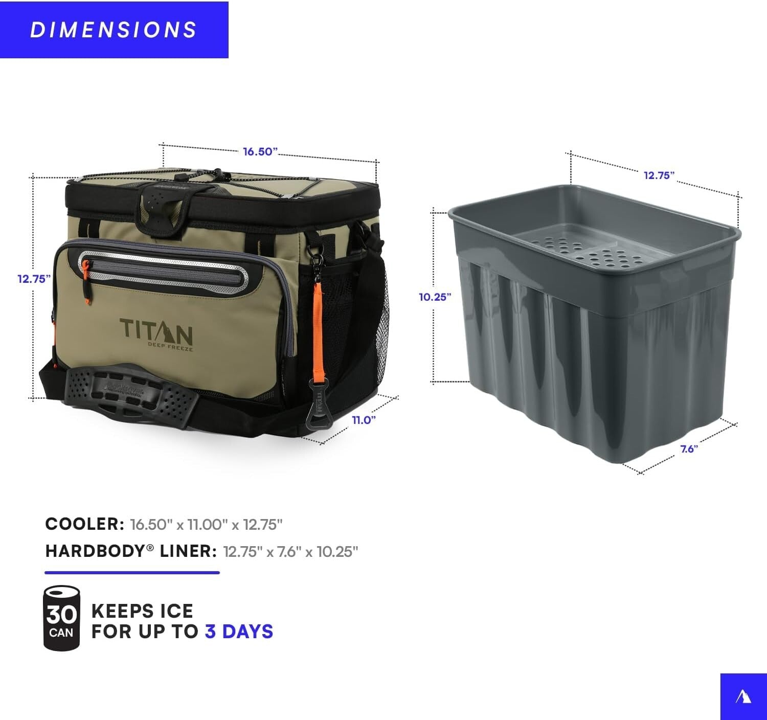 Lightweight Zipperless HardBody Cooler with Deep Freeze Insulation Technology