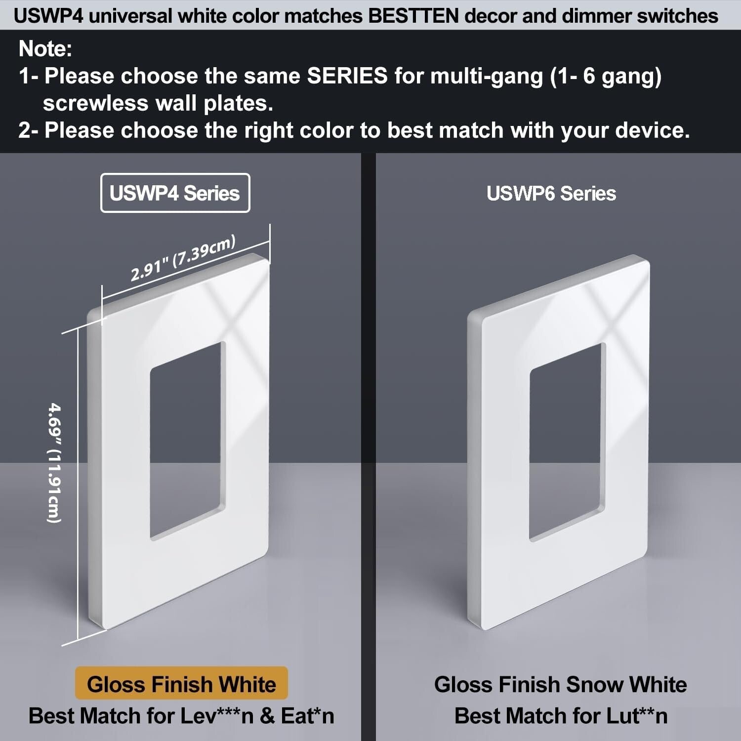 Screwless Wall Plate Pack of 50 - Rectangular 1 Gang Gloss Off White Covers