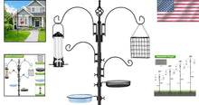 Load image into Gallery viewer, Sturdy Metal Bird Feeder Pole with Water Dish - Adjustable &amp; Decorative Black