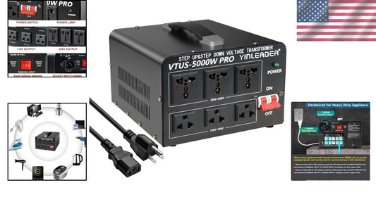 Efficient 5000W Voltage Converter with Three Sockets - Seamless Power Adaptation