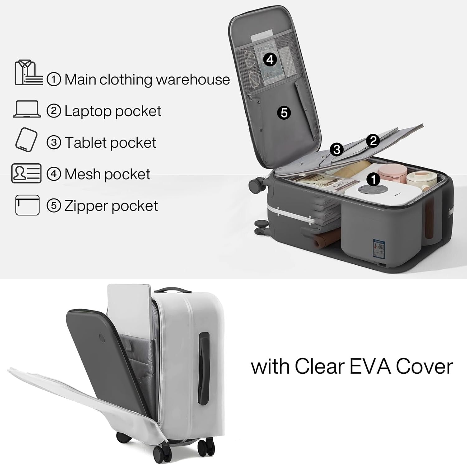 Award-Winning 24'' Hardside Luggage with TSA Lock and Ample Storage - Rock Gray