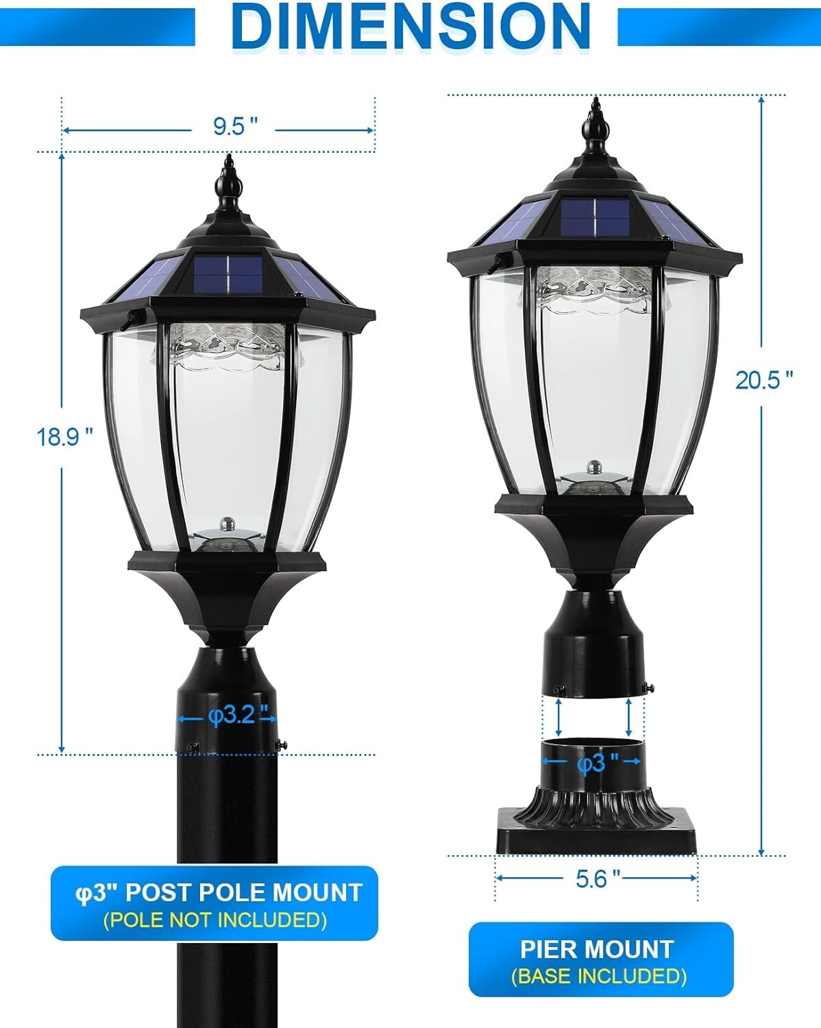 Elegant Solar Lamp Post Light with Dual Color for Patio & Garden Ambiance