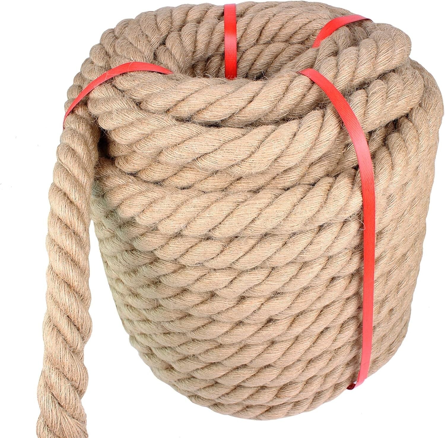 Heavy-Duty 1-1/4 Inch x 100 Ft Manila Rope - Sturdy for Marine, Camping & Decor