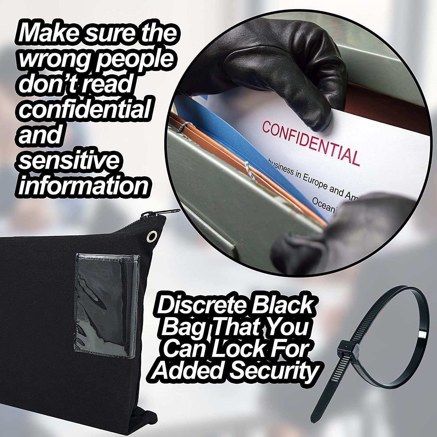 Extra Large Durable Black Canvas Mailer Transit Sack - 18" x 14" - Pack of 3