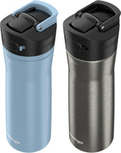 Load image into Gallery viewer, Double-Wall Insulated 24oz Water Bottle - Dual-Pack, Stainless Steel &amp; Licorice