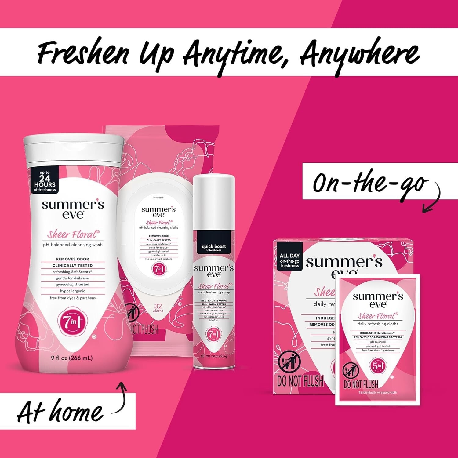 Refreshing Feminine Cleansing Wipes with Sheer Floral Scent - 32 Count, 12 Pack