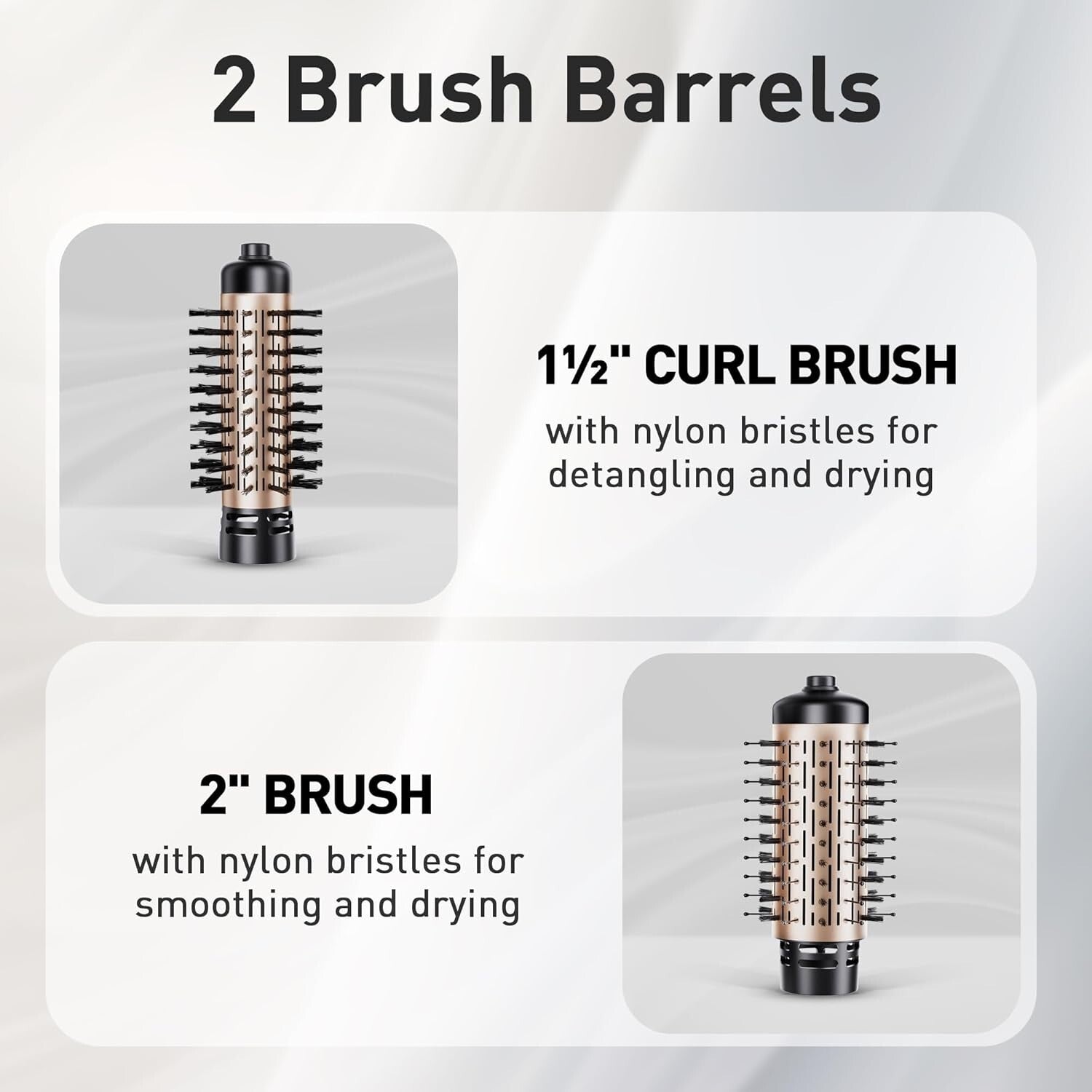 3-in-1 Hot Air Styler: Rotating Blow Dryer Brush with 2 Interchangeable Brushes