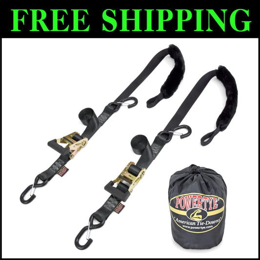 Durable 7ft Ratchet Straps with Soft-Tye for Safe Motorcycle & ATV Transport