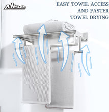 Load image into Gallery viewer, Elegant 16" Polished Chrome Towel Holder with Double Bars for Modern Bathrooms