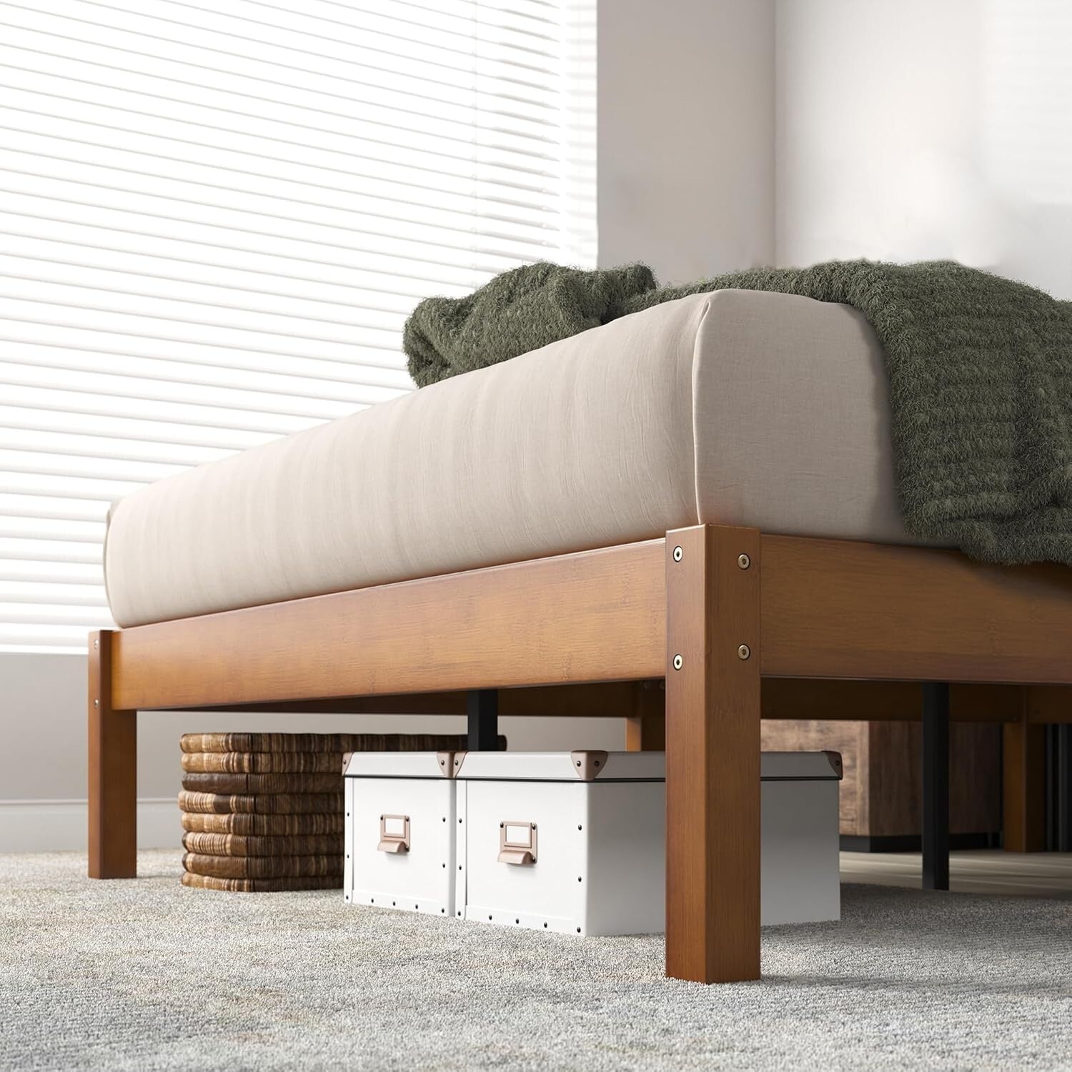 Ellie 14" Twin Bamboo Platform Bed Frame - No Box Spring Needed, Easy Assembly