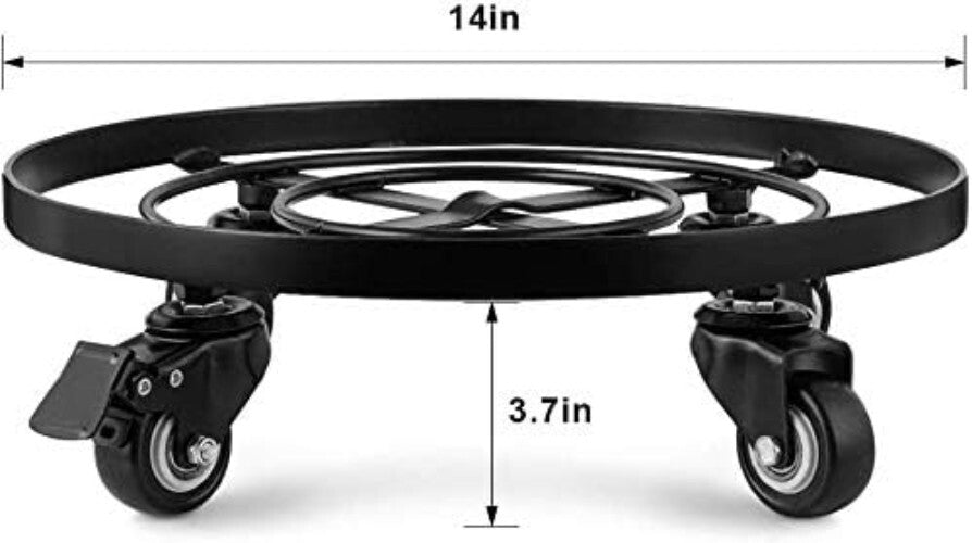 14-Inch Rolling Plant Stand with Lockable Casters - Indoor & Outdoor Mobility