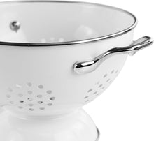 Load image into Gallery viewer, Art Deco 3 Quart Powder Coated Colander - Elegant Kitchen Essential in White