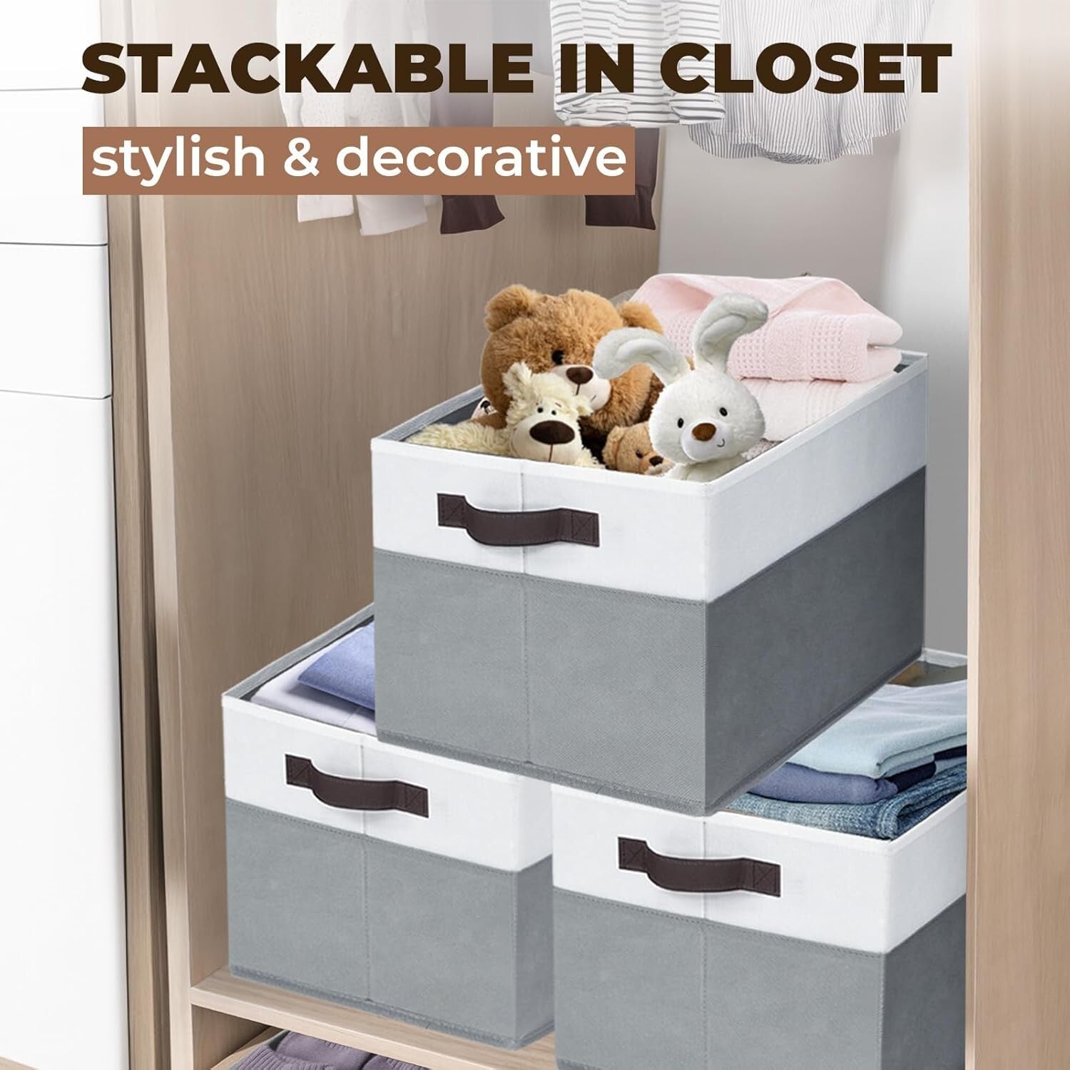 Durable Storage Bins with Handles - Foldable 8 Pack for Maximum Organization