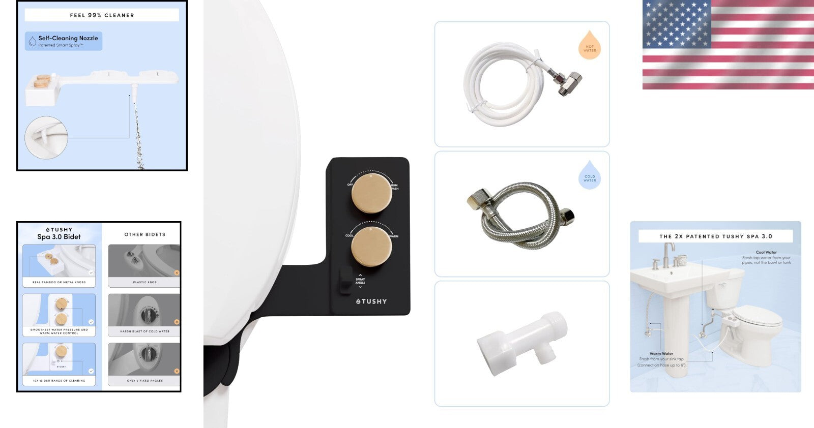 Self-Cleaning Bidet Attachment with Cool to Warm Water Function - Elegant Design