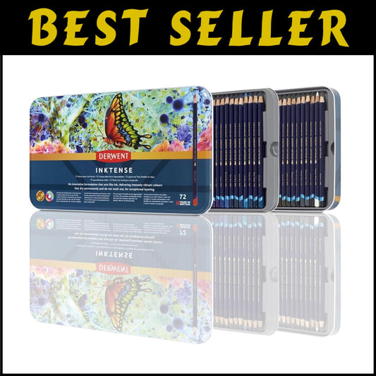 Inktense Ink Pencils, 72 Assorted Colors - Ideal for Diverse Artistic Techniques