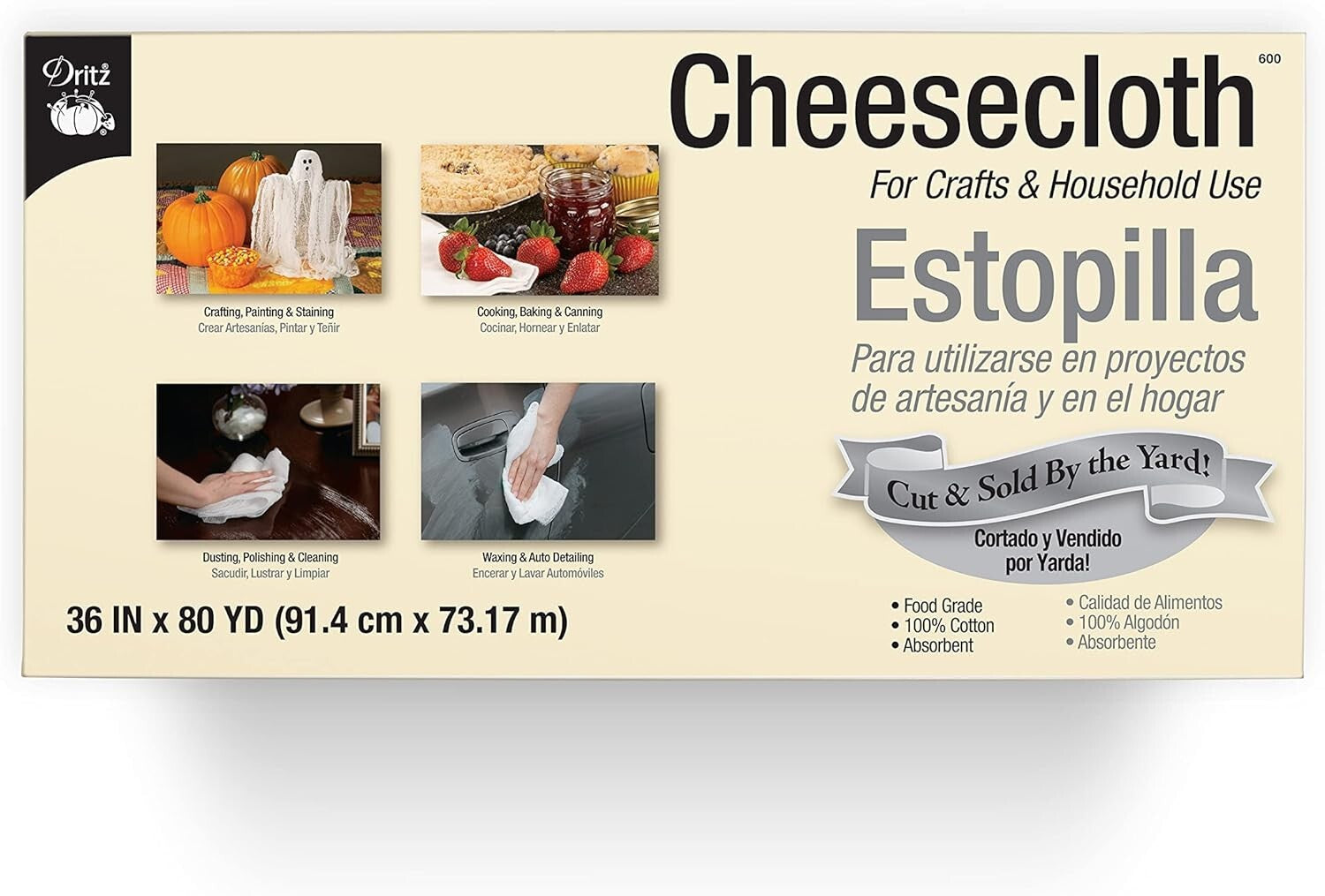 Multi-Use Food Grade Cheesecloth - 36" x 80 Yards, Perfect for Crafts & Cleaning