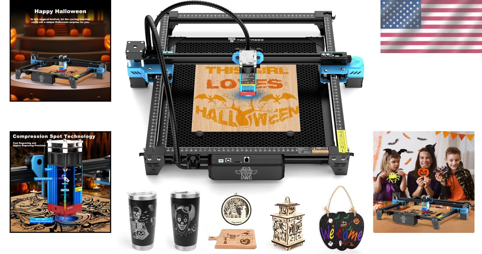 Advanced 40W Twotrees Laser Engraver - Precision 5500mW Power, 300x300mm Area