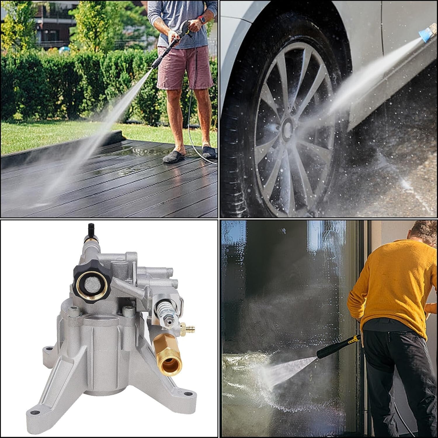 Durable Aluminum 3400 PSI Pressure Washer Pump with Thermal Relief for Longevity