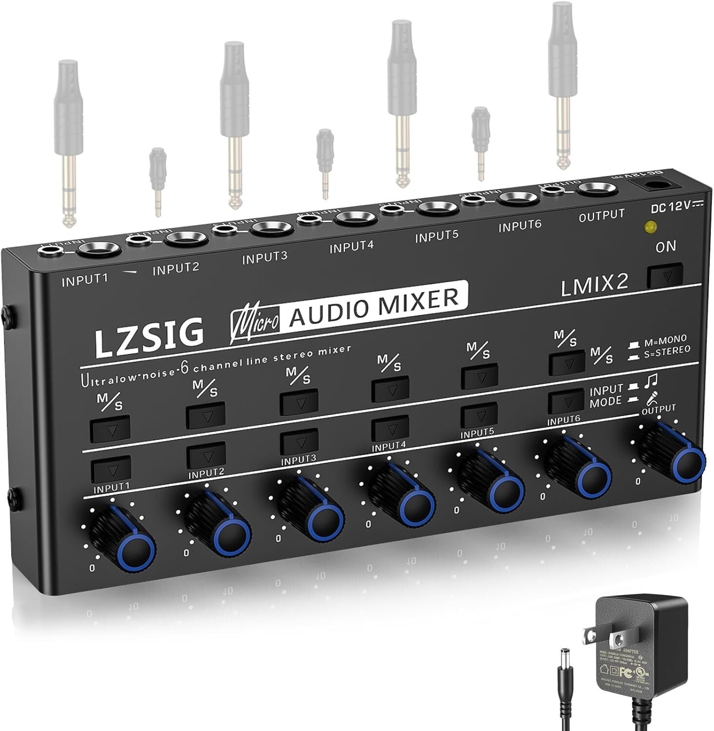 Professional 6-Channel Stereo Line Mixer with Dynamic Microphone Control