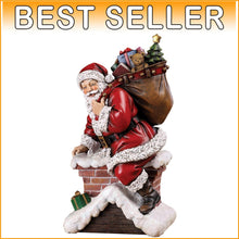Load image into Gallery viewer, Charming Santa Claus Climbing Down Chimney 11-Inch Holiday Figurine