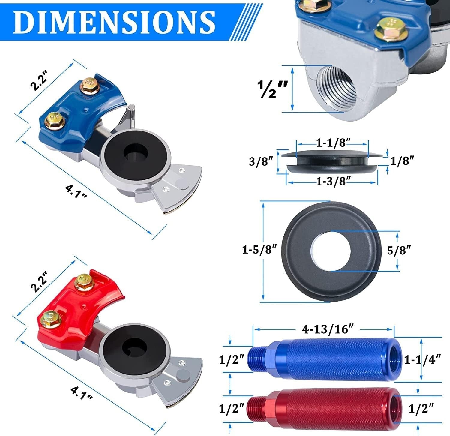 15ft 3-in-1 Air Line Hose with Glad Hands for Tractor Trailers - 125PSI