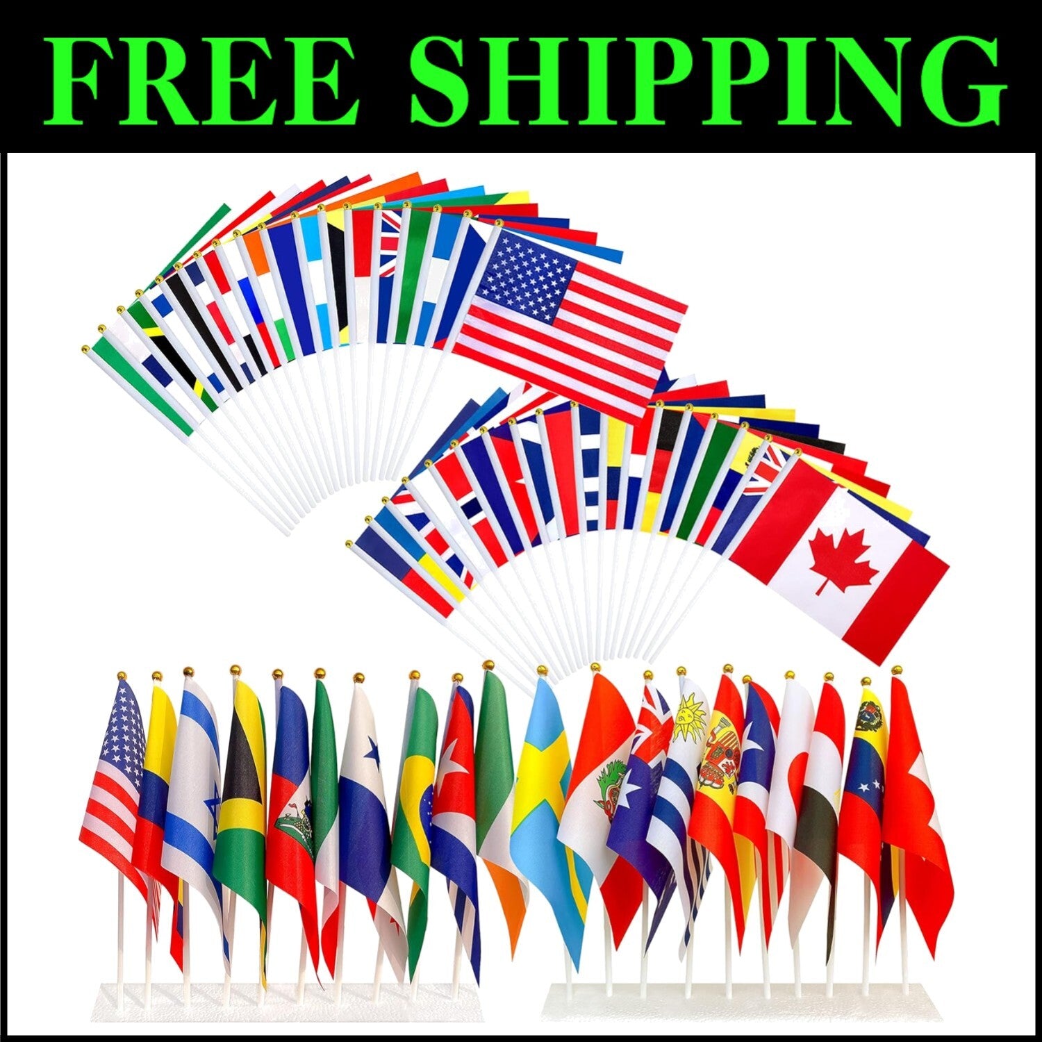 Durable Weather-Resistant 200 Country Flags on Sticks - Perfect for Celebrations