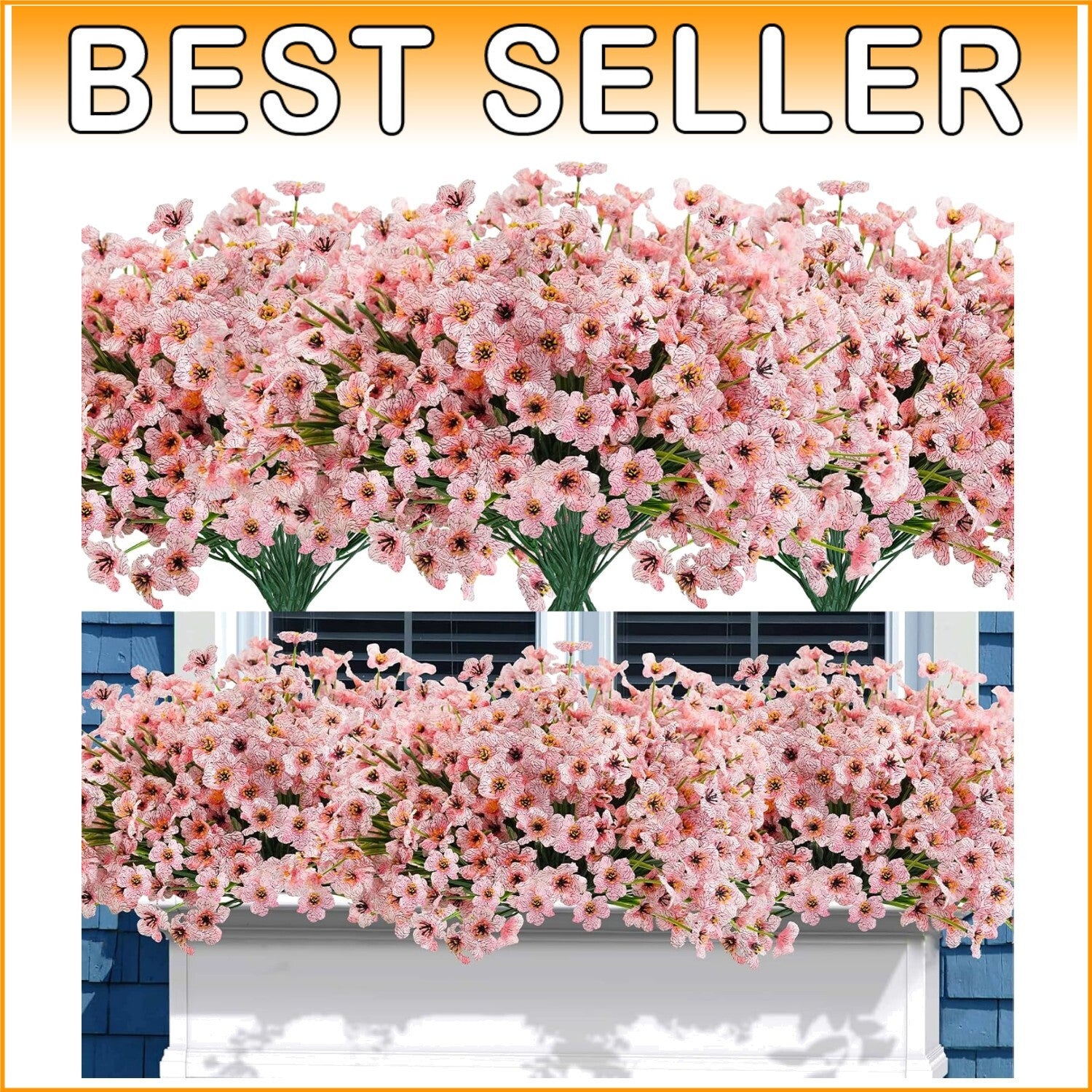 Weather Resistant 72 Bundles Pink Artificial Flowers for Indoor/Outdoor Use