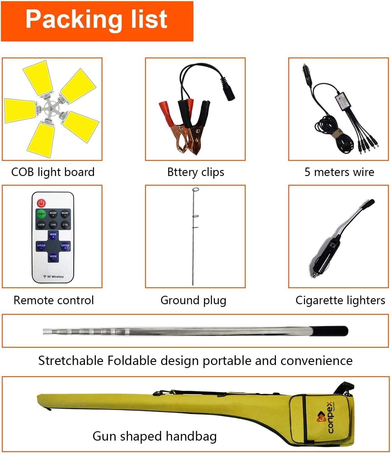 Durable 25000 Lumen LED Camping Light with Adjustable Height and Remote Control