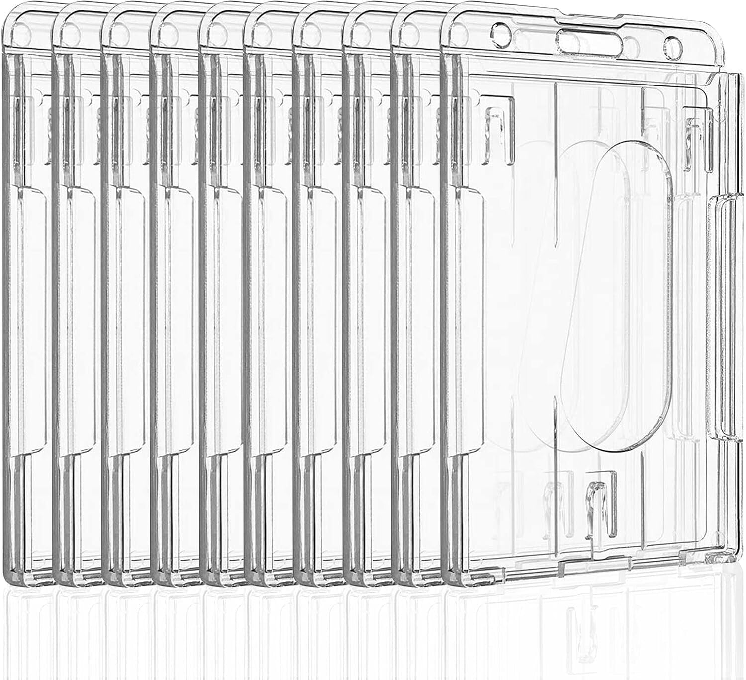 Durable 2-Card Vertical Badge Holders - 50 Pack with Clear PC Protection