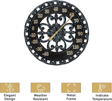 Load image into Gallery viewer, Large 13-Inch Black Wall Thermometer with Retro Design - Ideal Gift for Home