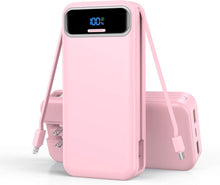 Load image into Gallery viewer, Compact Pink Power Bank 20000mAh with AC Plug &amp; USB-C: Travel-Friendly Charger