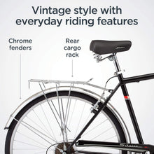 Load image into Gallery viewer, 7-Speed Unisex Hybrid Bike with Retro Steel Frame and Cargo Rack for Easy Riding