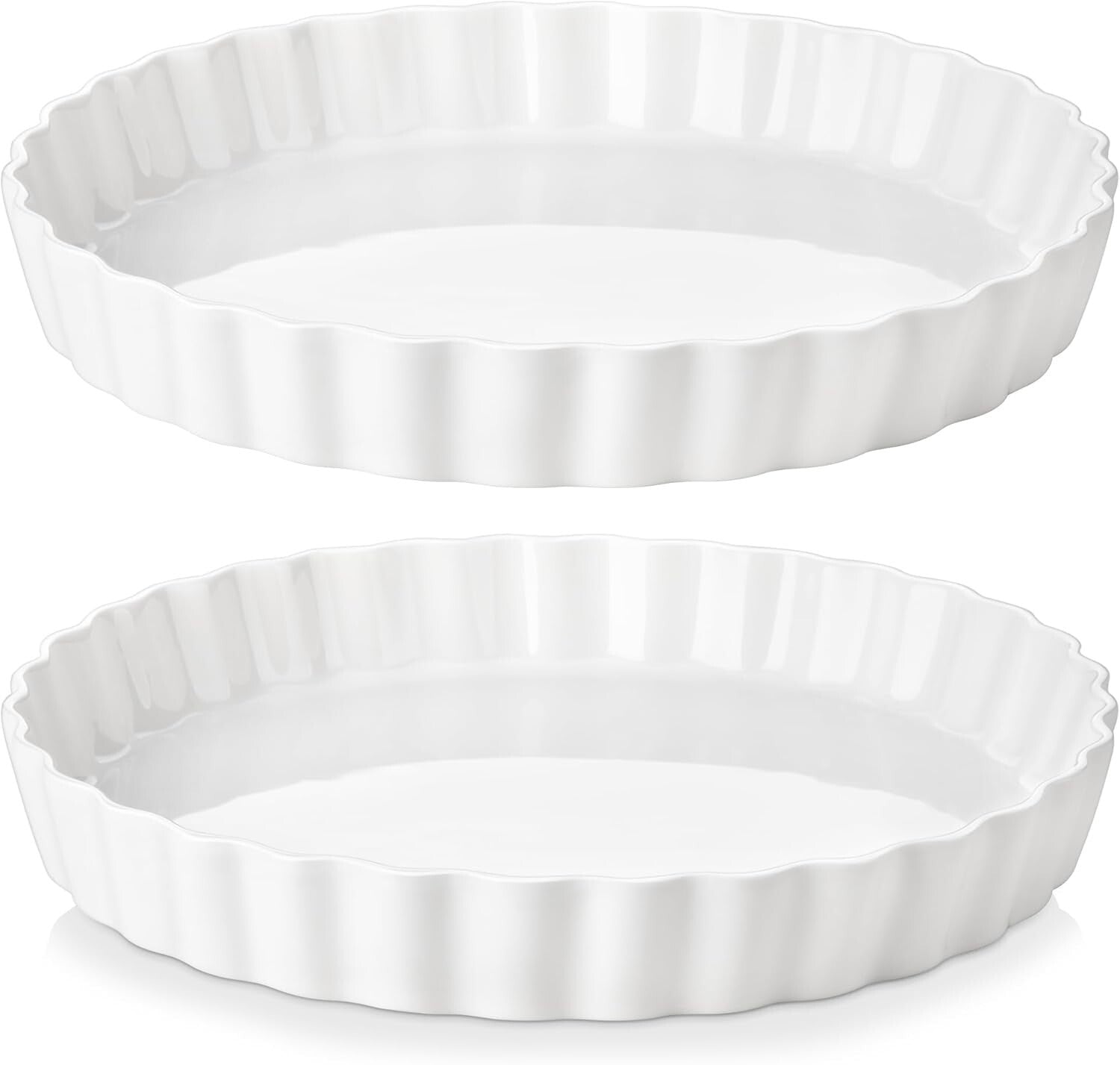 Durable Non-Stick Ceramics 10-Inch Pie Plates with Ruffled Edges, Set of 2