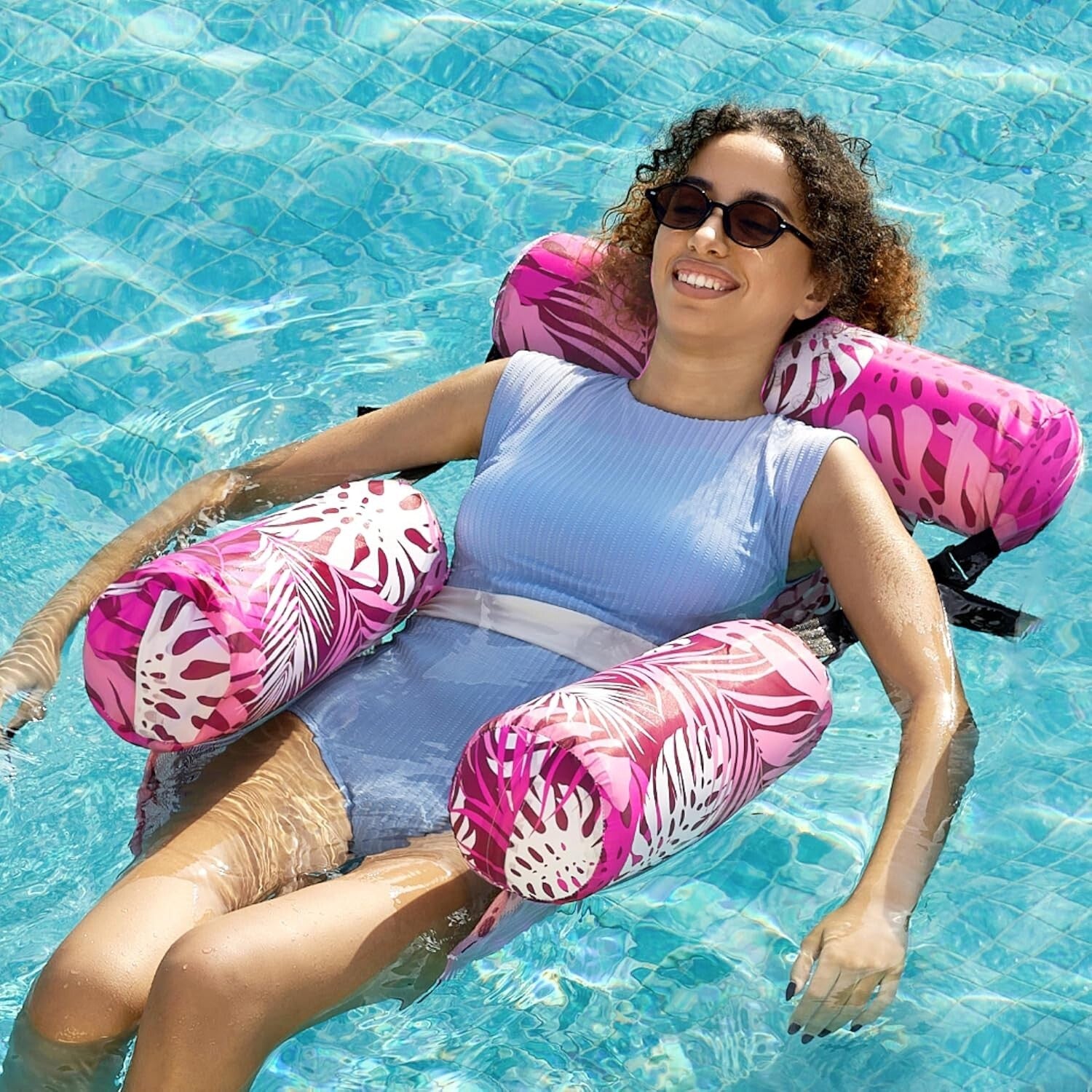 Adult Inflatable Lounge Chairs - 2 Pack, Tropical Pool Floats in Bright Colors