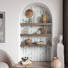 Load image into Gallery viewer, Self-Adhesive Green Herringbone Wallpaper - 17.3in W x 591in L, Waterproof Decor