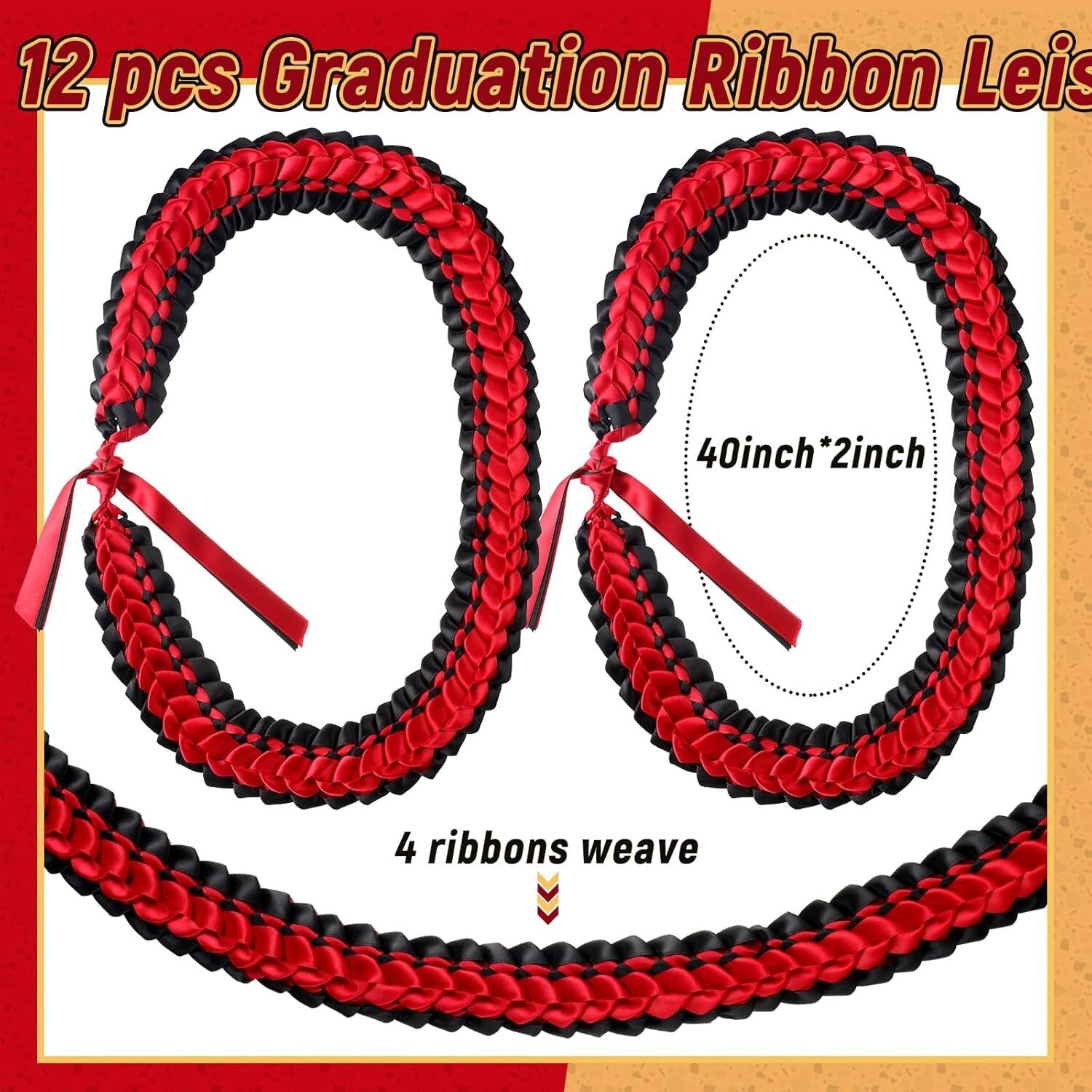 Elegant Double Braided Graduation Leis for Class of 2025 - 40-inch Necklace