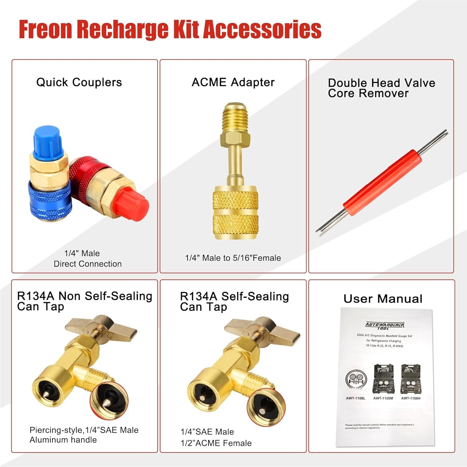 Precision A/C Diagnostic Manifold Gauge Set for R134a, R12, R22 Refrigerants