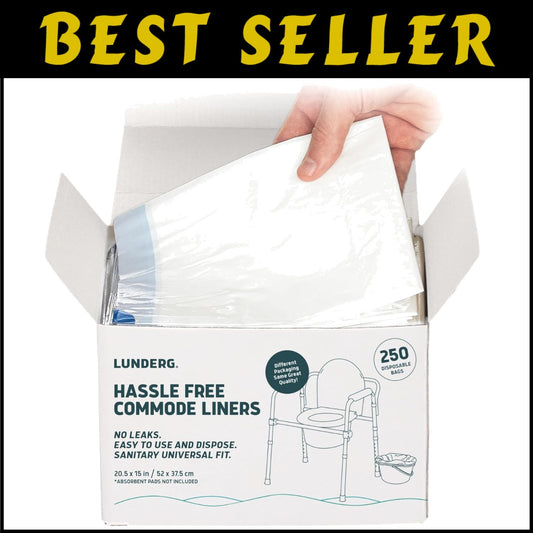 Universal Fit 250 Count Disposable Liners for Adult Commode & Portable Toilets