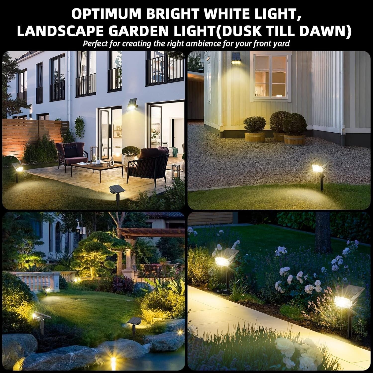 10 Pack Waterproof Solar LED Landscape Lights with Adjustable Brightness