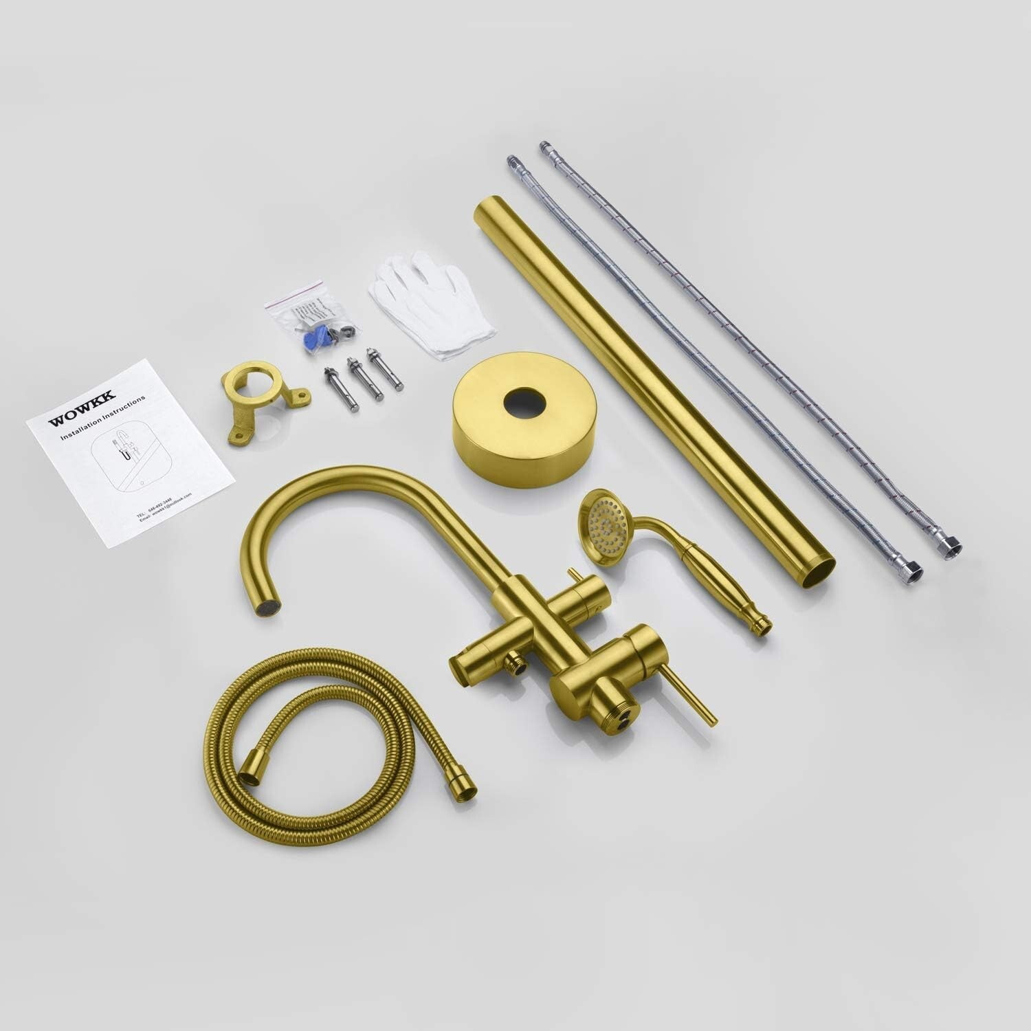 Luxury Brass Floor-Mounted Tub Filler with 30.5'' Hose - Modern Bathroom Upgrade